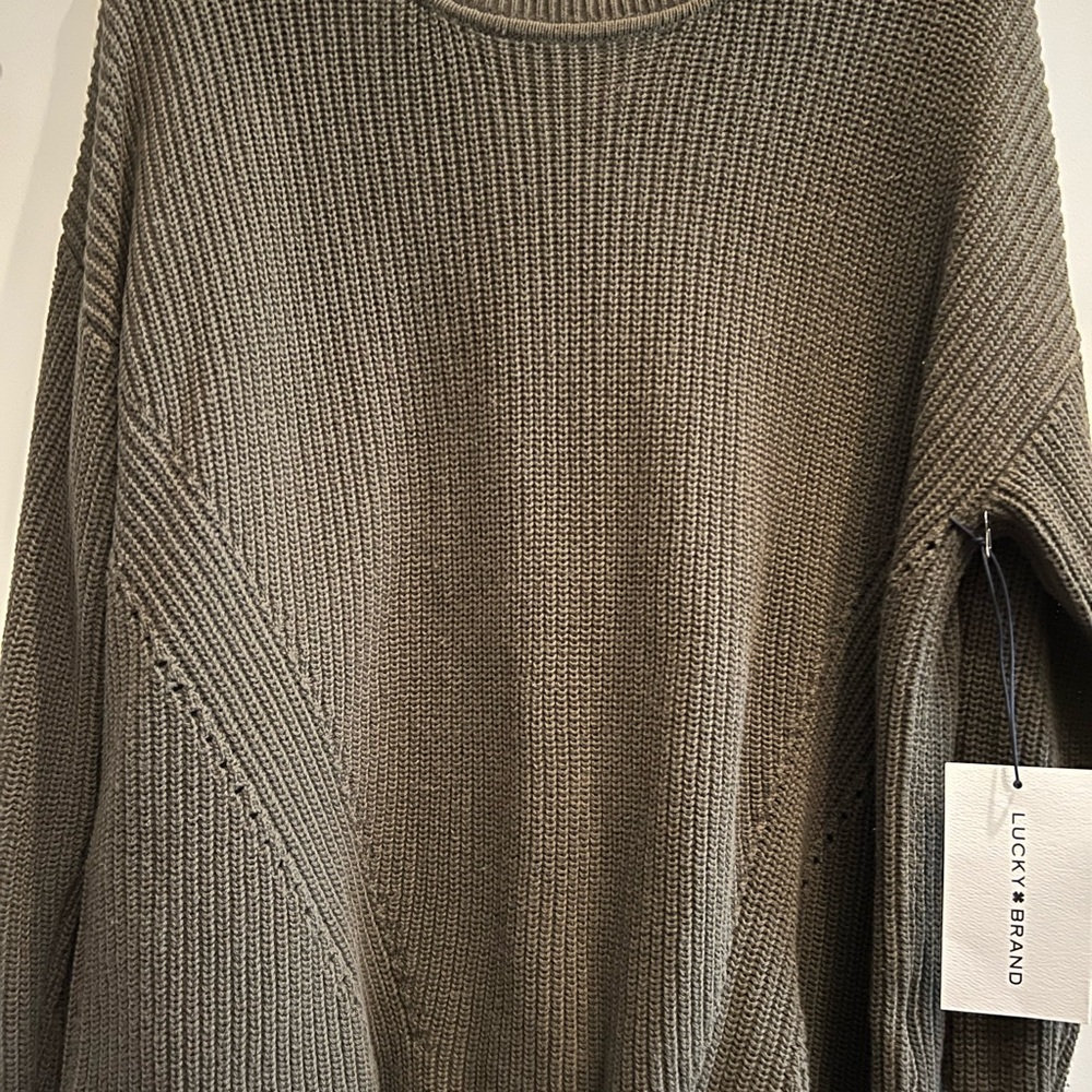 Lucky Brand Olive Green Crew Neck Sweater